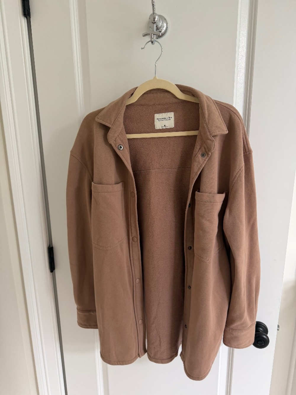 Abercrombie Women's Oversized Fleece Shirt Jacket  - Medium - Brown